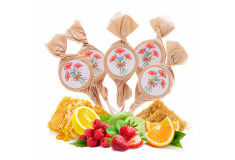 Mix of honey and fruit lollipops with "CARNATIONS" labels, 20 x 6g