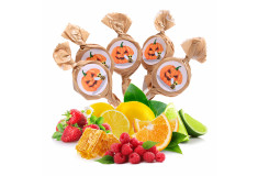 Mix of honey and fruit lollipops with Halloween labels, 20 x 6g