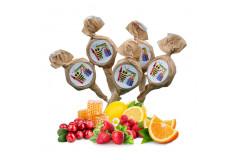 Mix of honey and fruit lollipops with nameday stickers, 20 x 8g