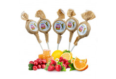 Mix of honey and fruit lollipops with birthday stickers, 20 x 6g