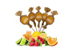 Mix of honey and fruit lollipops with classmate-boy stickers, 20 x 6g