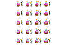 Round lollipop stickers "BIRTHDAY", 20x
